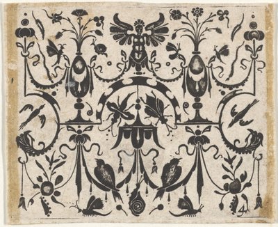 Gravure en noir avec un motif grotesque symétrique, vers 1620 - Claes Jansz Visscher