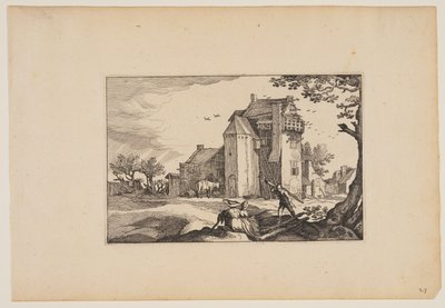 Ferme avec pigeonniers, de Paysages (Verscheyden aerdige Lanthuysen...) - Claes Jansz. Visscher