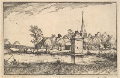 Étang et un village, planche 15 de Regiunculae et Villae Aliquot Ducatus Brabantiae - Claes Jansz Visscher