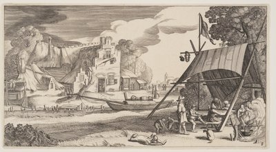Tente avec des paysans, extrait de Paysages (Playsante Lantschappen) - Claes Jansz. Visscher II