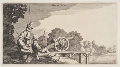 Les trois artilleurs, extrait de Paysages (Playsante Lantschappen) - Claes Jansz. Visscher II