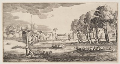 Voyageurs en barques à l