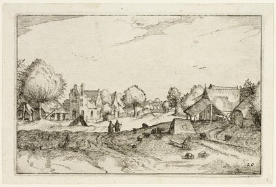 Route du village, planche vingt après Images de fermes, de maisons de campagne et de villages rustiques (Praediorum villarum et rusticarum casularum icones) - Claes Jansz. Visscher II