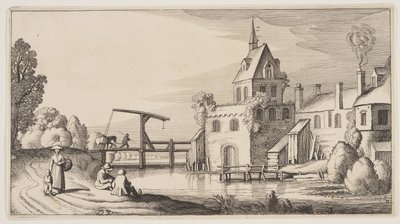 Village sur une rivière, extrait de Paysages (Playsante Lantschappen) - Claes Jansz. Visscher II