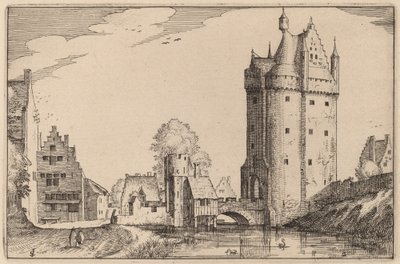 Porte de la ville - Claes Jansz Visscher after Johannes van Doetechum, the Elder after Lucas