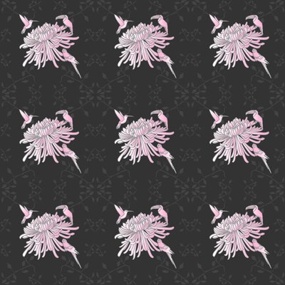 Chrysanthème et oiseaux exotiques - Claire Huntley