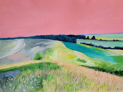 Paysage rêveur au ciel rose - Claire Whitehead