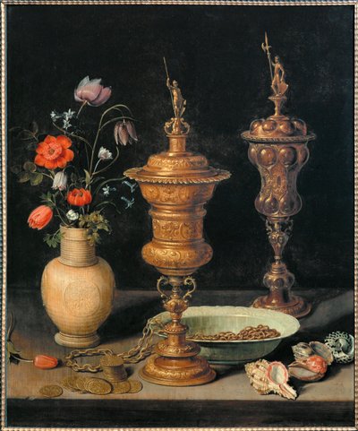 Nature morte avec gobelets, fleurs et coquillages - Clara Peeters
