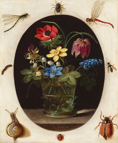 Nature morte aux fleurs entourées d
