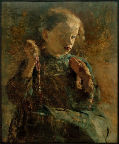 Fille brodant - Clara Siewert