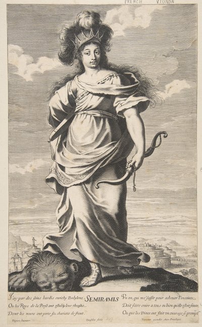 Sémiramis des Sept Merveilles du monde, c.1639-40 (eau-forte et gravure) - Claude (after) Vignon