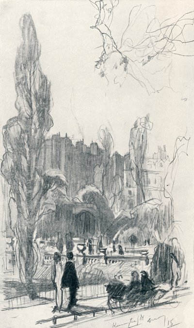 Dans les jardins de Kensington - Première étape, vers 1920 - Claude Allin Shepperson