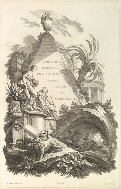 Frontispice pour le Tombeau de Boyle, Locke, et Sydenham - Claude Augustin Duflos