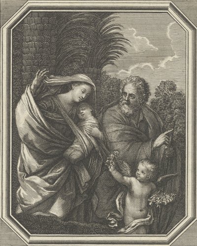 La fuite en Égypte, la sainte famille marchant avec le jeune Jean-Baptiste, vers 1720-86 - Claude Augustin Duflos