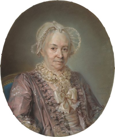 Dame âgée en robe de soie mauve - Claude Bornet