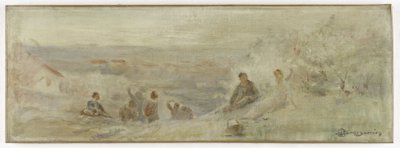 Esquisse pour la mairie de Montreuil-sous-Bois : Paysage - Repos sous les arbres, en 1892 - Claude Charles Bourgonnier
