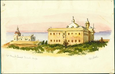 Phare et couvent, Carmel, 1873 - Claude Conder