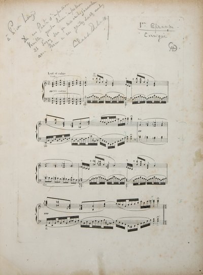 Page de la première épreuve corrigée de "La damoiselle élue", vers 1887-88 - Claude Debussy