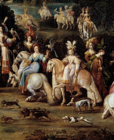 Écuyères chassant au faucon (détail) d