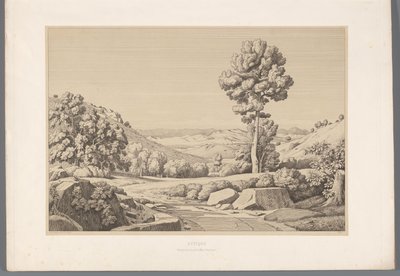 Paysage avec chemin (Vues des sites les plus célèbres de la Grèce antique) - Claude Félix Théodore Caruelle d