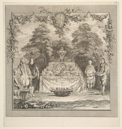 La collation préparée dans un jardin - Claude Gillot, Jacques Gabriel Huquier