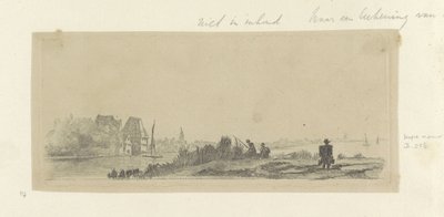 Paysage avec canal, pêcheurs et laitier - Claude Henri Watelet (possibly)