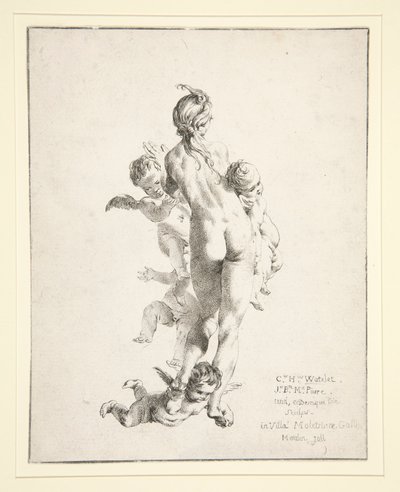 Sans titre (nu féminin avec putti) - Claude Henri Watelet