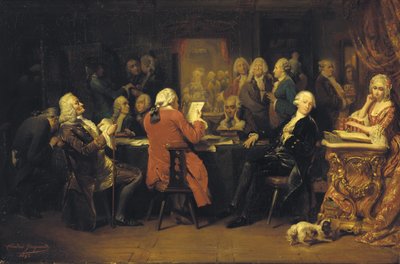 Voltaire dans la salle de lecture au Procope - Claude Jacquand