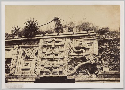 Palais des Nonnes à Uxmal (détail de la façade du serpent) - Claude Joseph Désiré Charnay