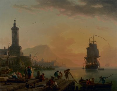 Port méditerranéen. Calme, repos du soir. - Claude Joseph Vernet