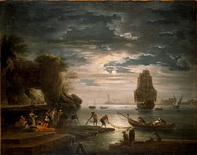 Scène côtière La nuit, 1750s - Claude Joseph Vernet