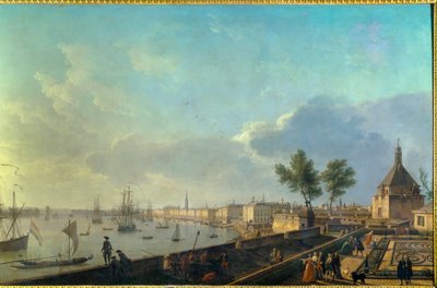 Le port de Bordeaux avec les remparts Peinture de Joseph Vernet (1714-1789) 18ème siècle. Paris. Musée de la Marine - Claude Joseph Vernet