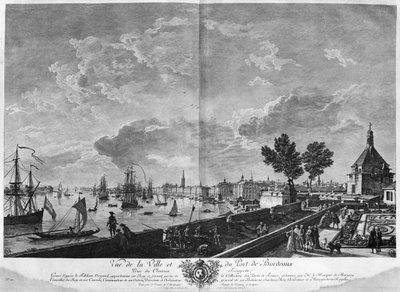 Vue de la Ville et du Port de Bordeaux depuis le Château Trompette, série de "Les Ports de France", gravé par Charles Nicolas Cochin le Jeune - Claude Joseph Vernet