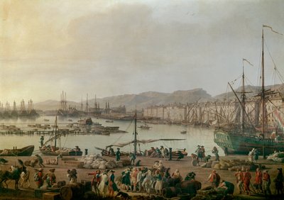 Vue du port de Toulon Détail, le vieux port, vue prise de la côte des magasins. Peinture par Joseph Vernet (1714-1789) 1756. Paris, Musée de la Marine - Vue du port de Toulon. Détail. Peinture par Joseph Vernet (1714-1789), huile sur toile - Claude Joseph Vernet
