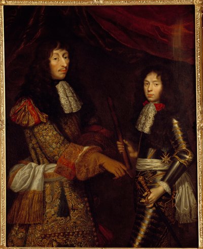 Portrait de Louis II Prince de Bourbon (Bourbon-Condé) (1621-1686) dit le Grand Condé et de son fils Henri Jules Duc d