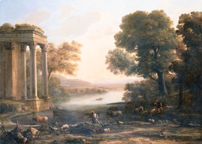 Paysage pastoral avec temple en ruine, vers 1638 - Claude Lorrain