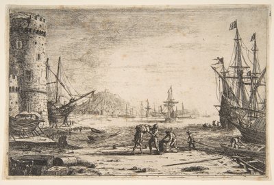 Port avec une grande tour - Claude Lorrain