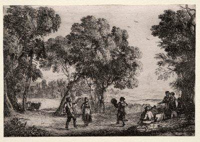 Paysage avec une danse de campagne (Petite plaque) - Claude Lorrain