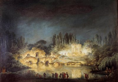 Illumination du pavillon du Belvédère dans les jardins du Petit Trianon à Versailles lors de la fête donnée par la reine Marie-Antoinette en l