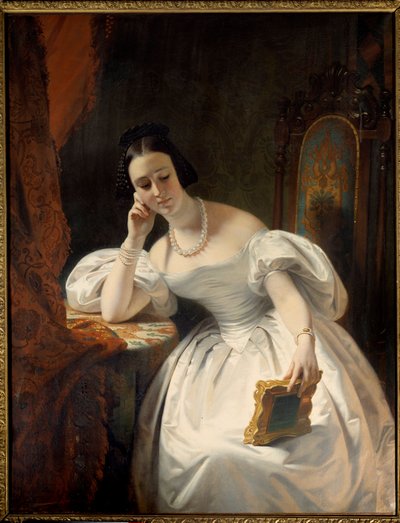Jeune fille au miroir - Claude Marie Dubufe