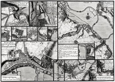 Fol.7 & 98 Carte des villes et châteaux situés le long de la rivière Charente en 1714, du Recueil des Plans de Saintonge - Claude Masse