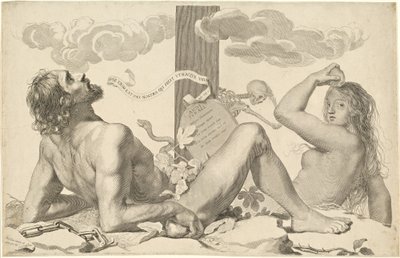 Adam et Ève au pied de la croix - Claude Mellan