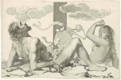 Adam et Ève au pied de la croix - Claude Mellan