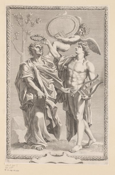 Apollon couronne Publius Vergilius Maro (Page de titre pour : Publius Vergilius Maro, Publii Virgilii Maronis Opera, 1641) - Claude Mellan