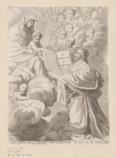 Armand-Jean du Plessis duc de Richelieu présente un livre à Marie avec l