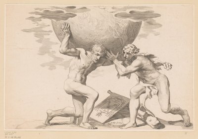 Atlas donne le globe céleste à Hercule - Claude Mellan