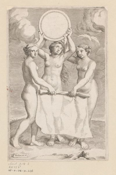 Les Trois Grâces avec un médaillon - Claude Mellan