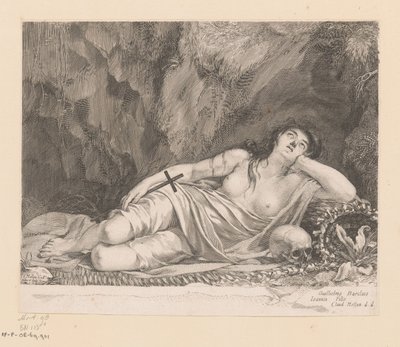 Sainte Marie-Madeleine allongée dans une grotte - Claude Mellan