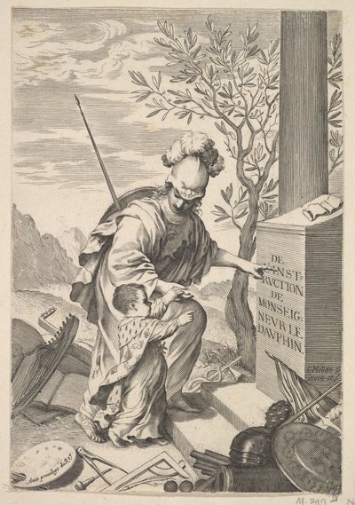 Minerva instruit le Dauphin, 1640 - Claude Mellan