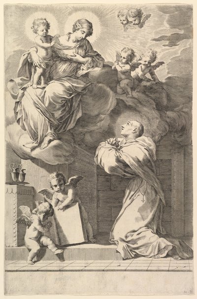 Saint Bernard agenouillé devant la Vierge et l